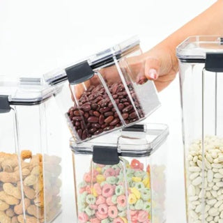 Pote Hermético Porta Mantimentos Quadrado Transparente com Trava - Home Ideal