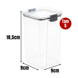Pote Hermético Porta Mantimentos Quadrado Transparente com Trava - Home Ideal
