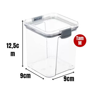 Pote Hermético Porta Mantimentos Quadrado Transparente com Trava - Home Ideal