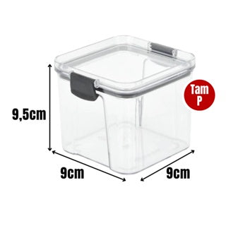 Pote Hermético Porta Mantimentos Quadrado Transparente com Trava - Home Ideal